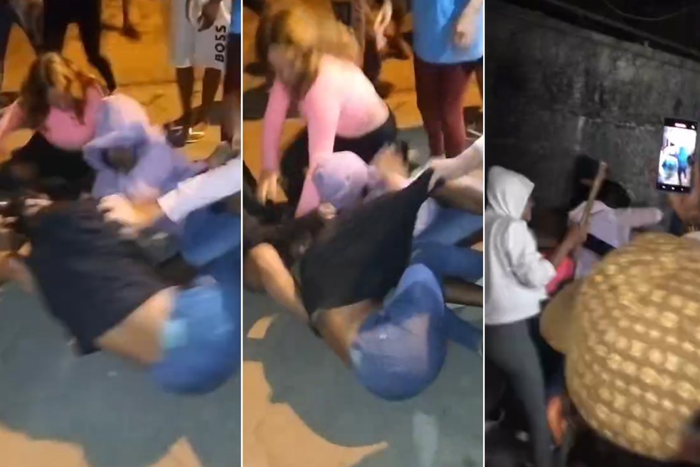Estudante é agredida com socos, chutes e pauladas por meninas próximo à escola em Itanhaém (SP) — Foto: Reprodução