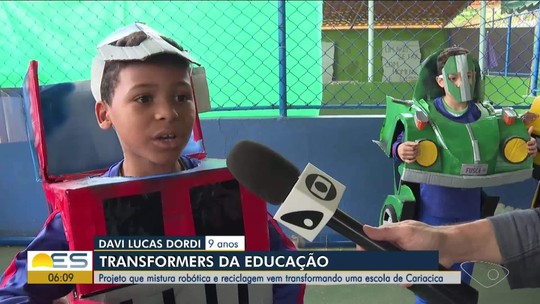 VÍDEO: Alunos de escola pública participam de projetos de robótica e reciclagem e viram 'transformers ecológicos' no ES - Programa: Bom Dia ES 