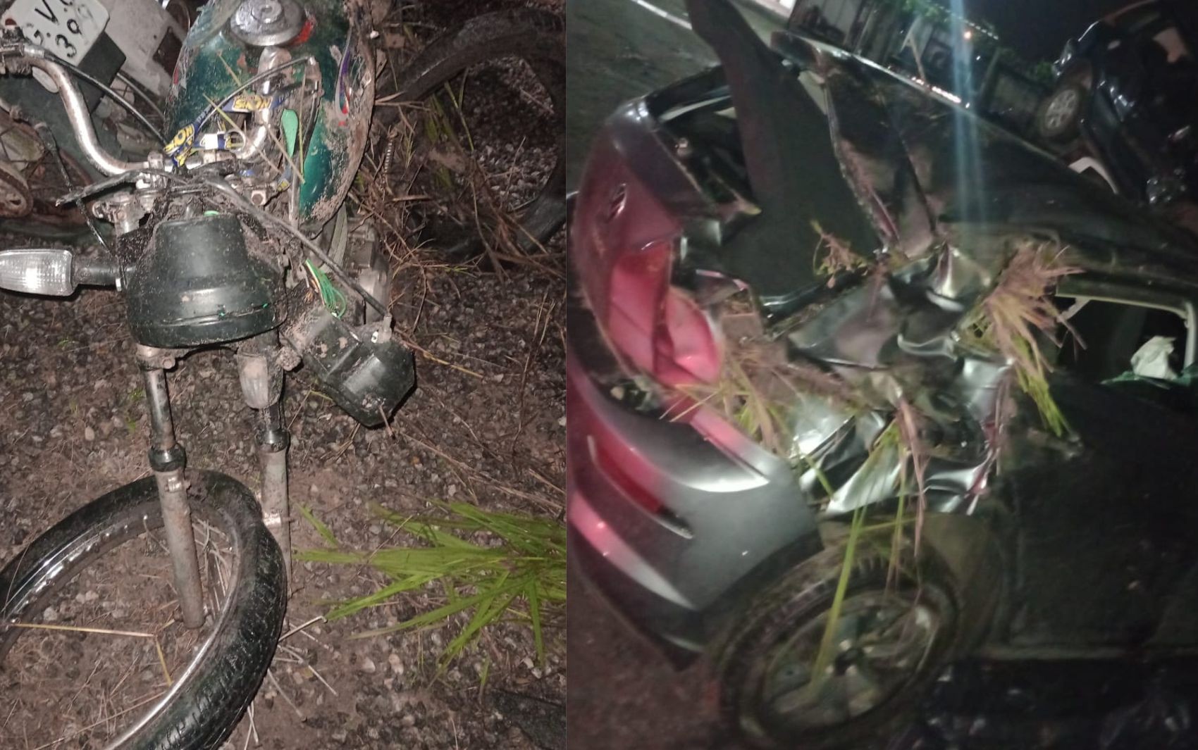Dois jovens morrem após batida entre moto e carro no interior da Bahia; impacto deixou veículos destruídos
