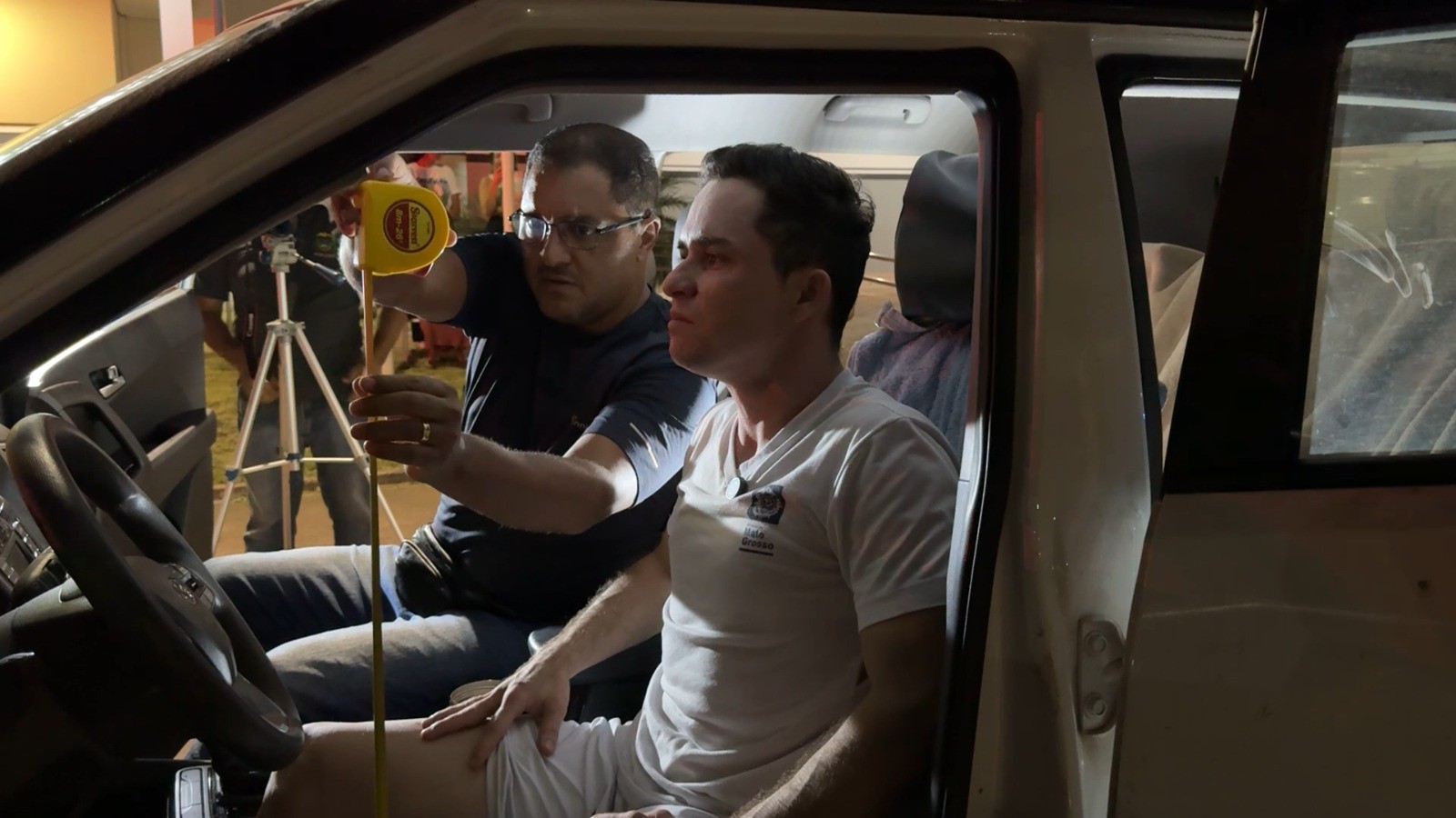 O médico e namorado da vítima, Bruno Felisberto do Nascimento Tomiello, de 29 anos, participou da simulação do crime, realizada pela Politec. — Foto: Reprodução