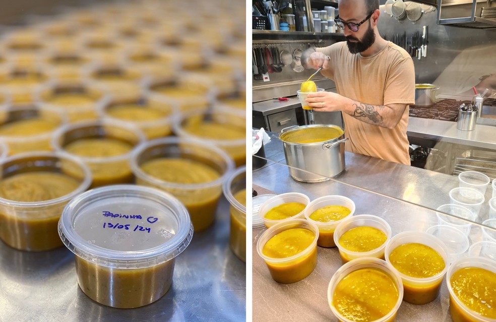 O chef Marcelo Schambeck está ajudando a produzir papinhas voltadas para bebês de abrigos em Porto Alegre (RS) — Foto: Arquivo pessoal