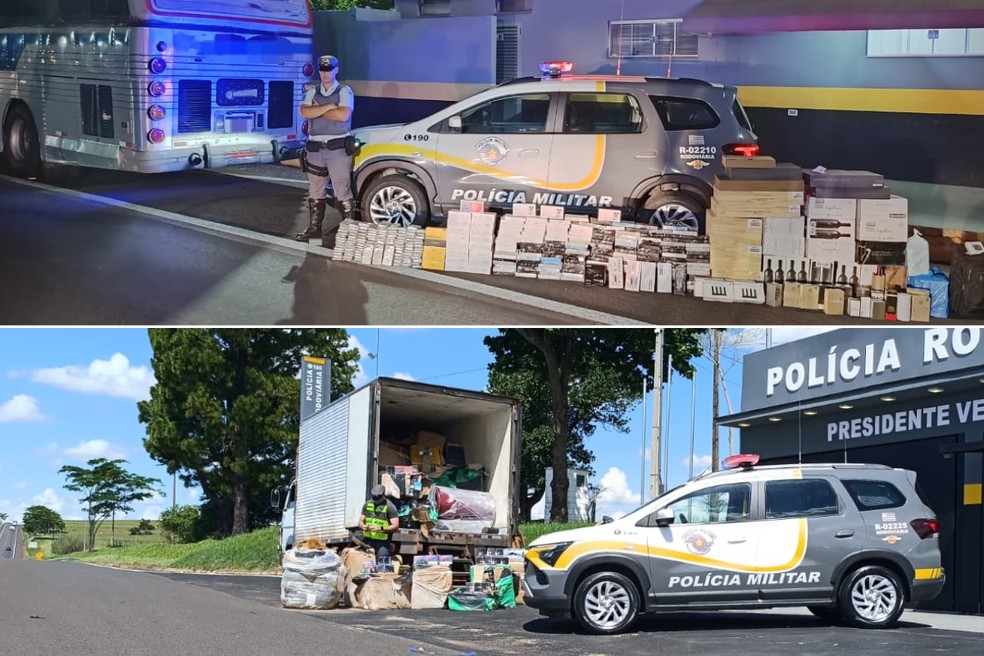 Duas ocorrências de apreensão de mercadorias sem nota fiscal foram atendidas neste domingo (5) — Foto: Polícia Rodoviária/Divulgação