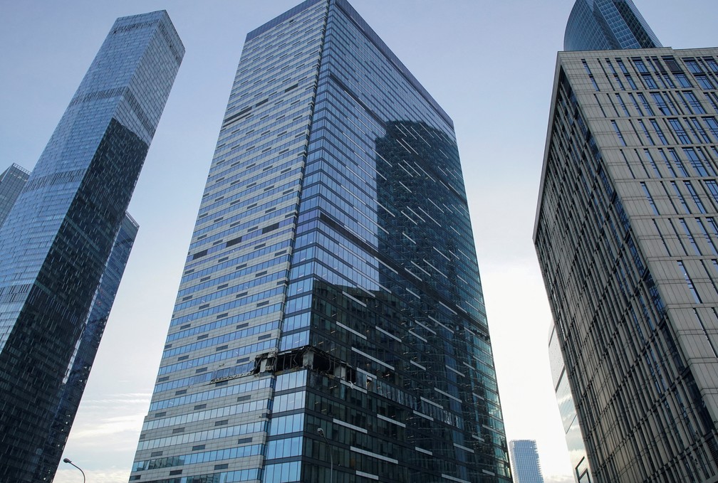 Vis�o geral de pr�dio atacado por drones em Moscou, na R�ssia, em 30 de julho de 2023 � Foto: Stringer/REUTERS