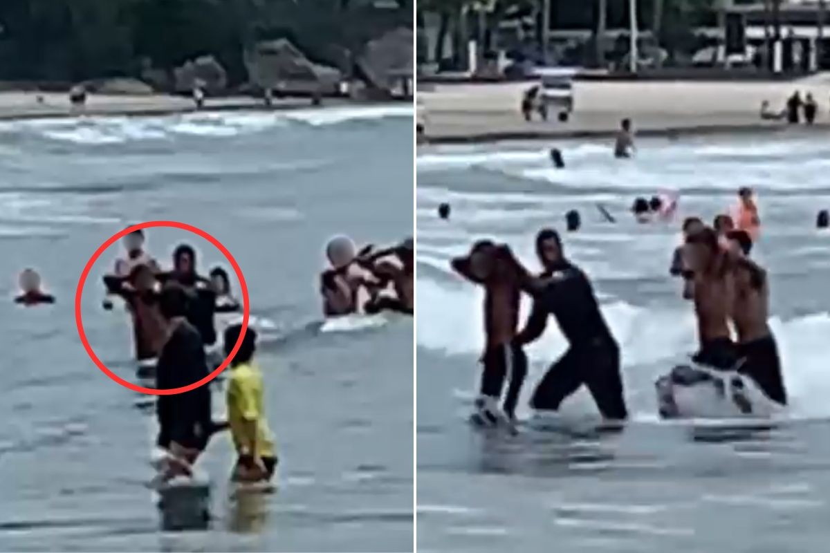 Adolescentes são apreendidos no mar após roubarem corrente de banhista no litoral de SP; VÍDEO 