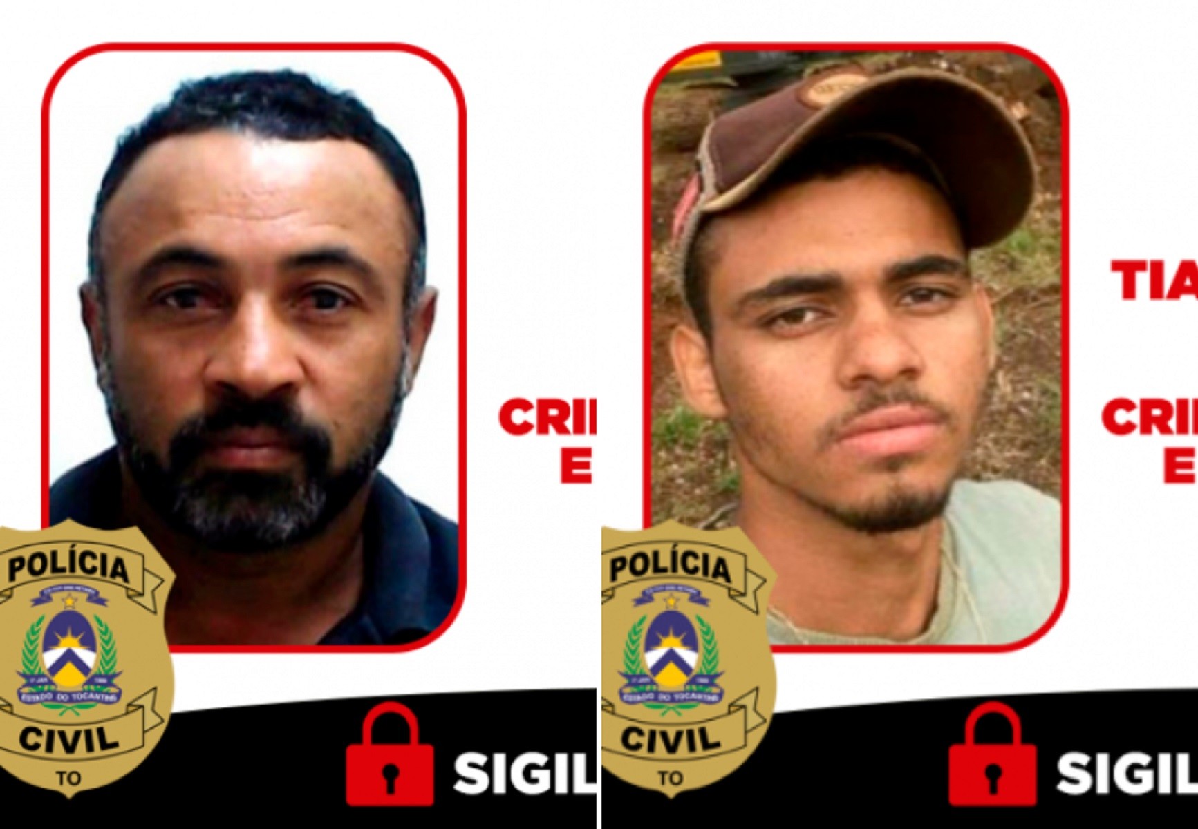 Procurados pela polícia: Valdimar Carvalho dos Santos e Tiago Pereira dos Santos