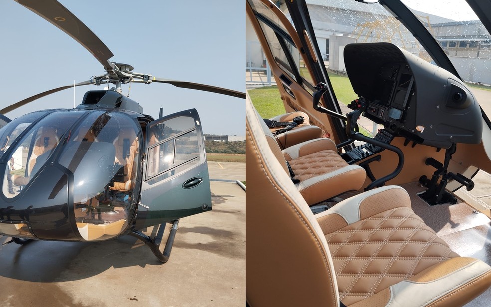 Polícia apreende em MG helicóptero de investigado em operação contra lavagem de dinheiro e jogos ilegais — Foto: Polícia Civil