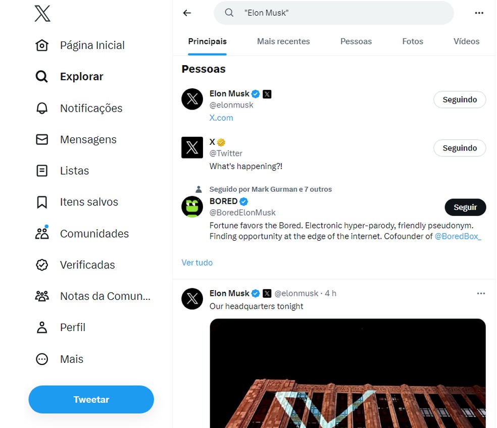 Novo logo do Twitter já aparece na plataforma  — Foto: Reprodução/Twitter