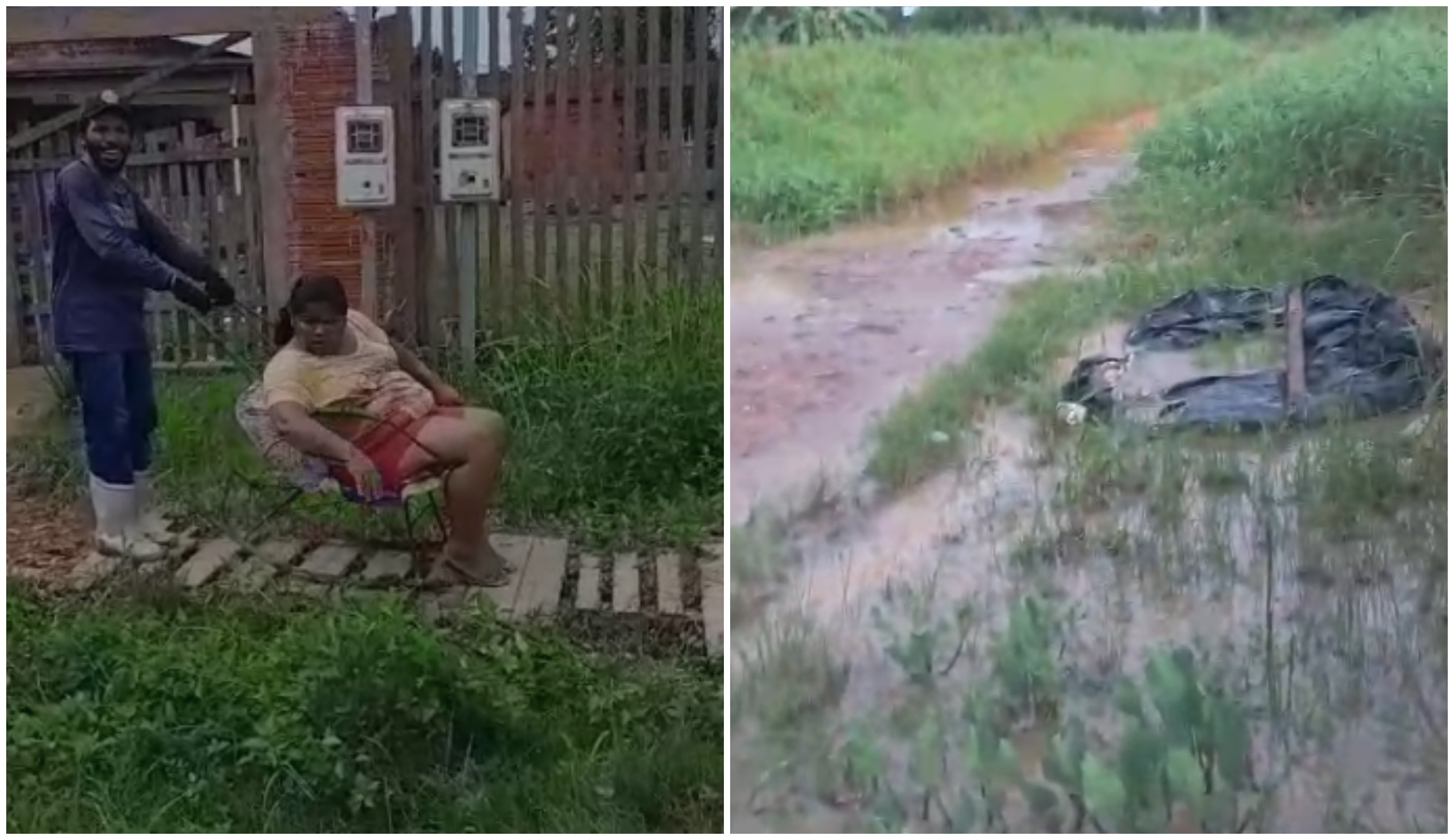 Cadeirante é arrastada em estrutura improvisada para sair de casa em ramal sem infraestrutura no AC: 'Sofrimento'