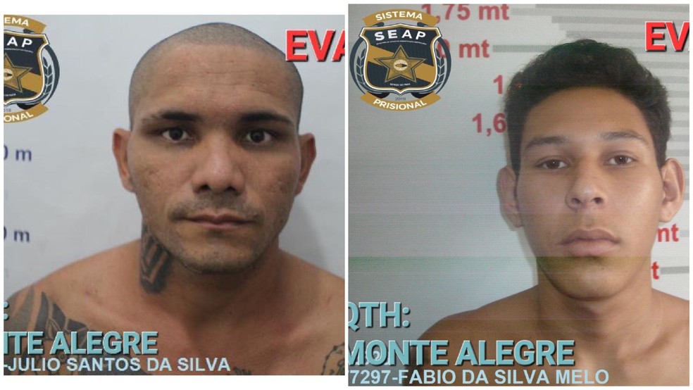 Júlio da Silva já foi recapturado. O outro segue foragido em Monte Alegre. — Foto: Reprodução