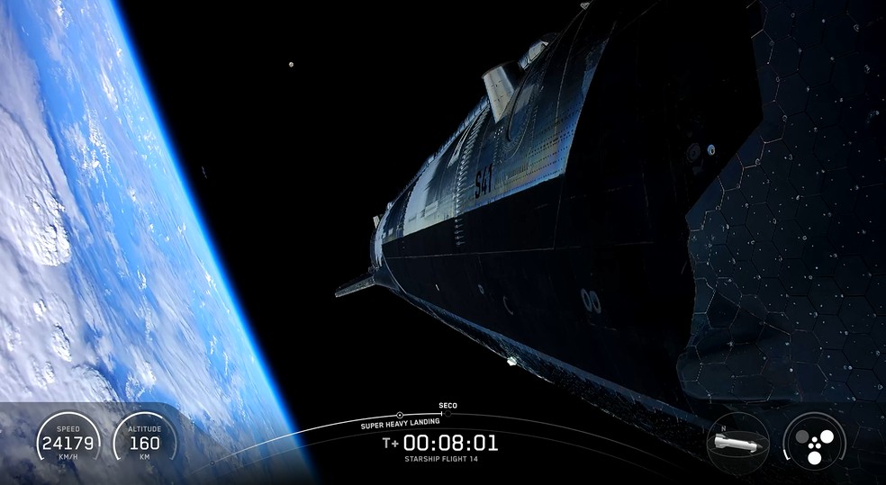 Visão da Terra pela Starship — Foto: Reprodução/SpaceX