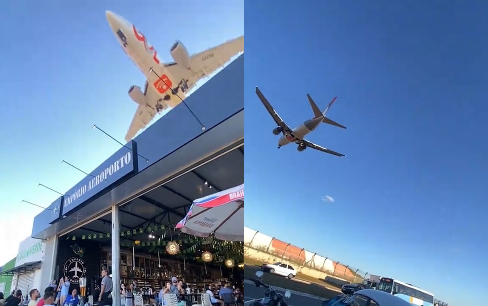 Avião assusta ao passar muito perto de bar em Goiânia; vídeo