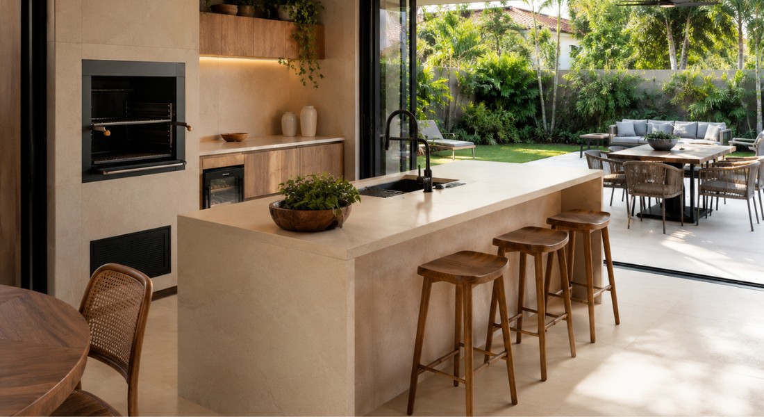 Projetos valorizam áreas gourmet cada vez mais conectadas à casa