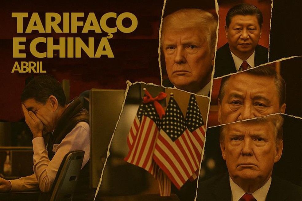 Como Trump tentou emparedar alvos em série, dominou o noticiário e chacoalhou o mundo: Tarifaço e China — Foto: Bruna Azevedo/Editoria de Arte