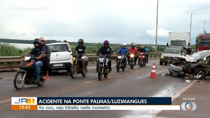Trânsito funciona em sistema pare e siga após acidente na ponte entre Palmas e Luzimangues