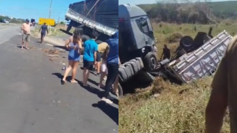 Acidente entre caminhões deixa um dos motoristas morto — Foto: Reprodução