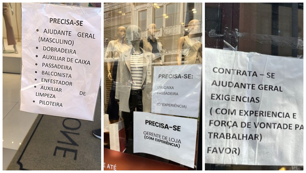 Anúncios de vagas de emprego no Brás e no Bom Retiro — Foto: Alobrás/Paola Patriarca/g1