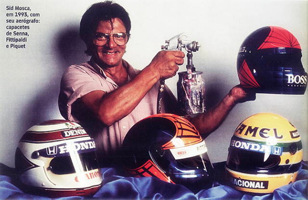 Jauense Sid Mosca foi o responsável pela pintura do capacete de Senna e outros nomes do automobilismo — Foto: Arquivo pessoal