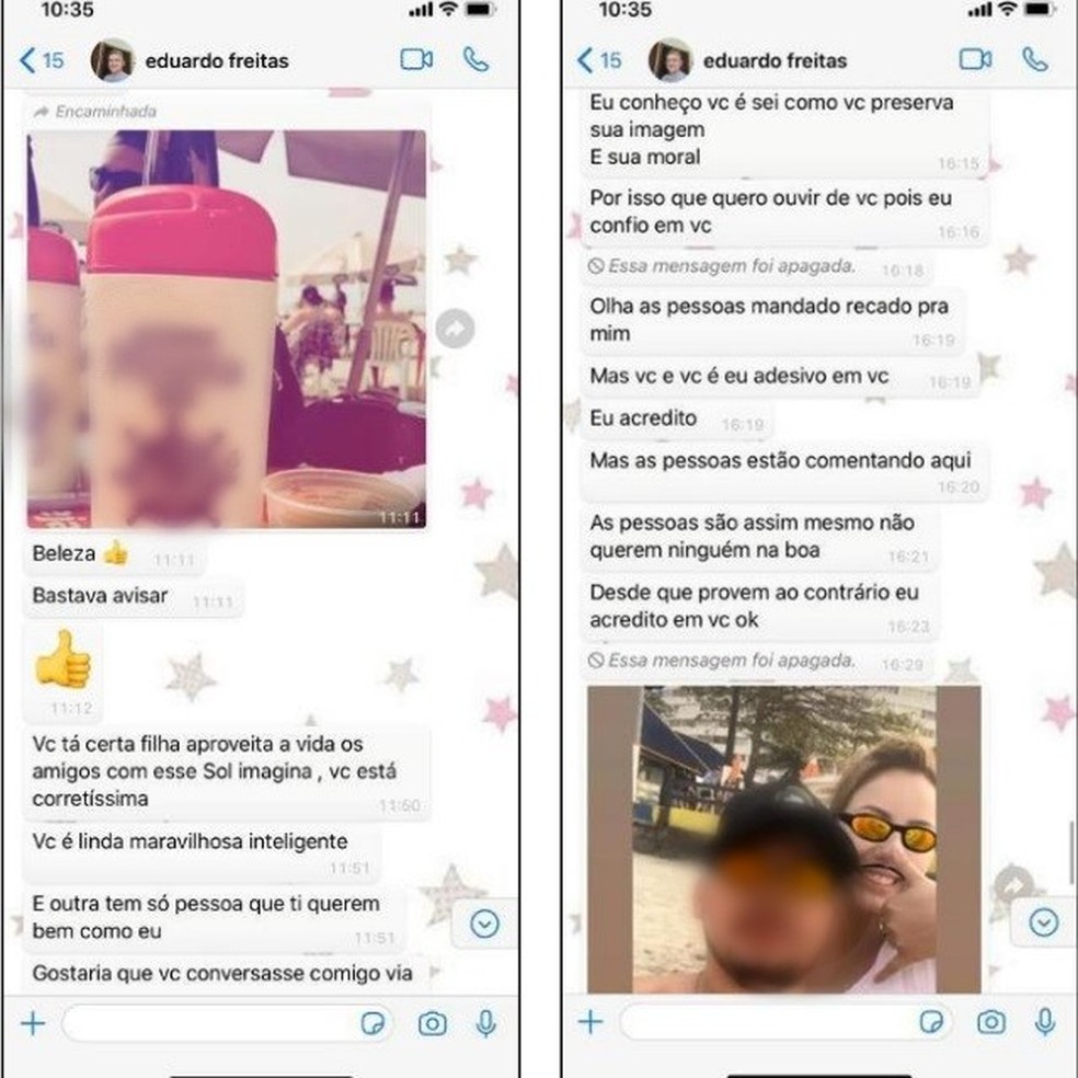 Réu mandava várias mensagens para Anna Carolina — Foto: Reprodução