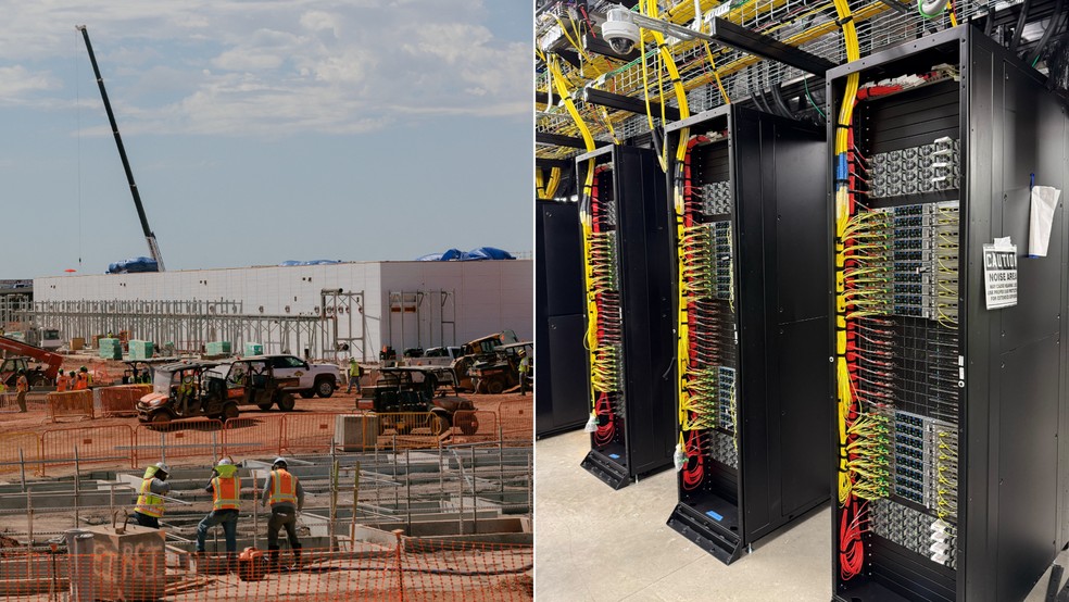 Data center da OpenAI em Abilene, no Texas — Foto: Reuters/Shelby Tauber; Divulgação/OpenAI