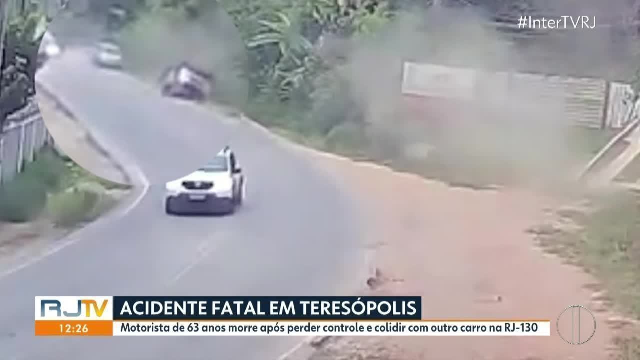 Motorista morre ao perder o controle do carro e bater em outros dois  veículos em rodovia de Teresópolis; VÍDEO