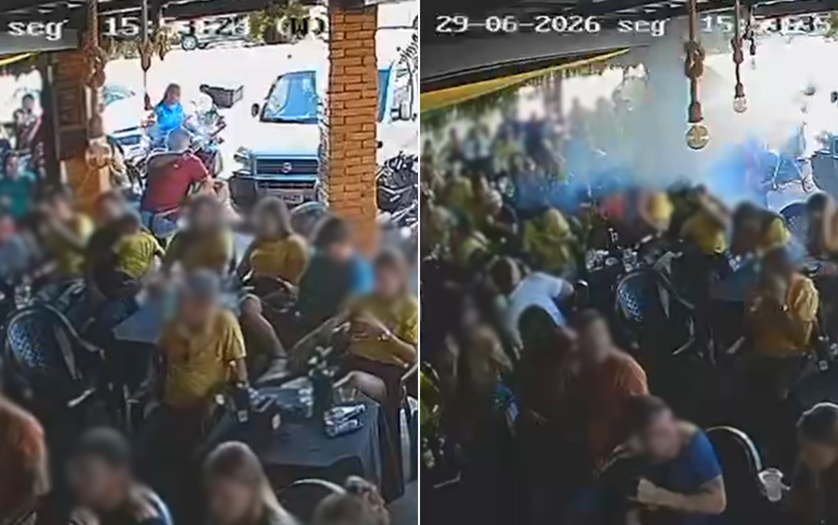 Vídeo mostra quando fogo de artifício explode na mão de torcedor em bar lotado durante jogo do Brasil