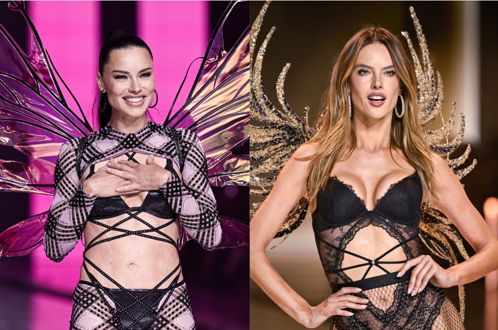 Adriana Lima e Alessandra Ambrosio no Victoria's Secret Fashion Show 2024 — Foto: Evan Agostini/Invision/AP