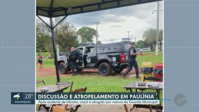 Casal  atingido por viatura da Guarda Municipal de Paulnia