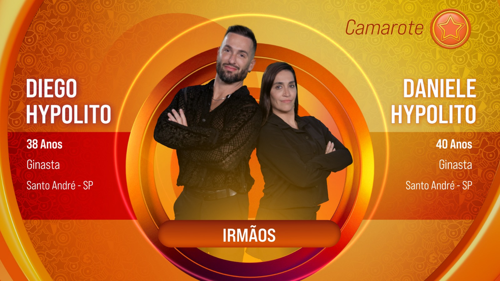 Diego e Daniele Hypolito, participantes do 'BBB 25' — Foto: Reprodução