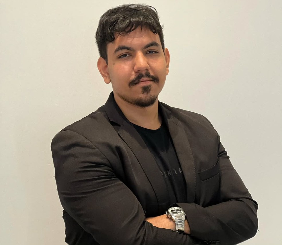 Lucas França foi preso em Sinop (MT), suspeito de assassinar a esposa a facadas. — Foto: Reprodução