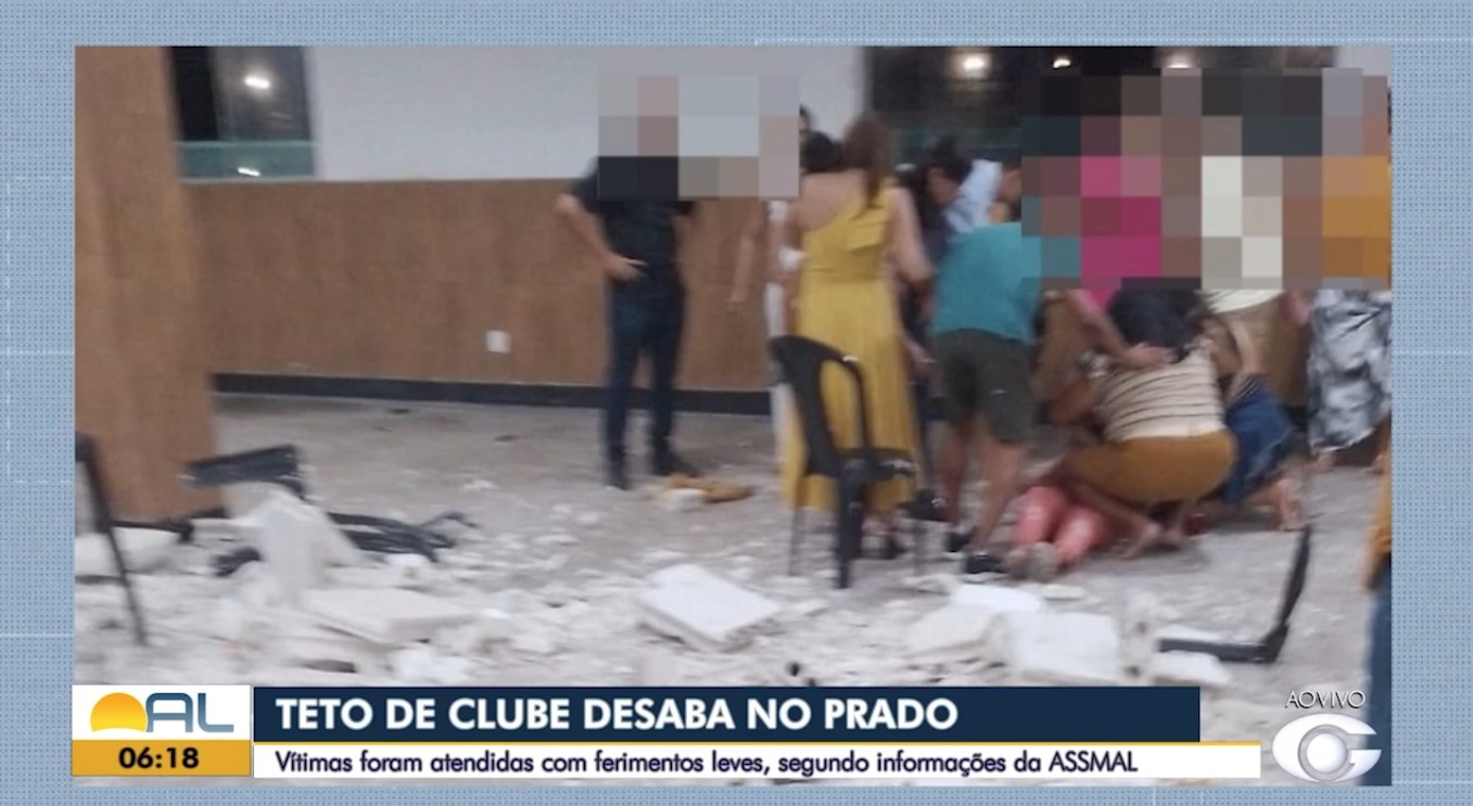 Teto de clube em Maceió desaba durante casamento e familiares da noiva ficam feridos