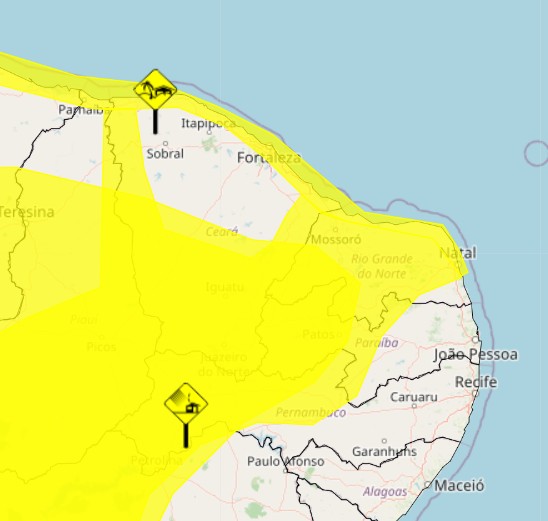 Inmet emite alertas de vendaval e ventos costeiros para cidades do RN