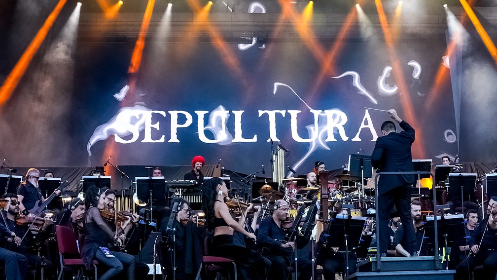 Orquestra Sinfônica Brasileira no show do Sepultura no Rock in Rio 2022 — Foto: Stephanie Rodrigues/g1