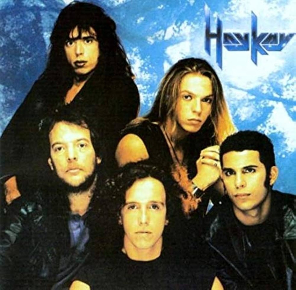 Vinny na capa do único disco da banda de hard rock romântico Hay Kay, lançado em 1992 — Foto: Divulgação/BMG