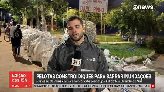 Pelotas constrói diques para barrar inundações - Programa: Jornal GloboNews edição das 18h 