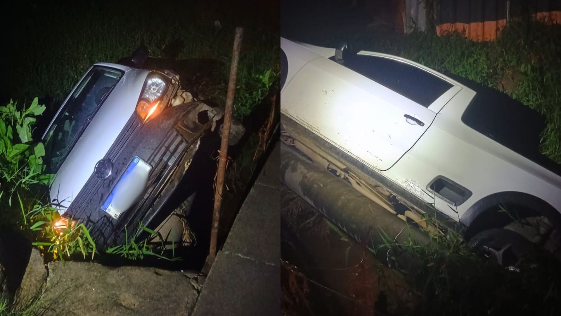 Carro roubado cai em córrego de Mogi das Cruzes durante fuga da polícia