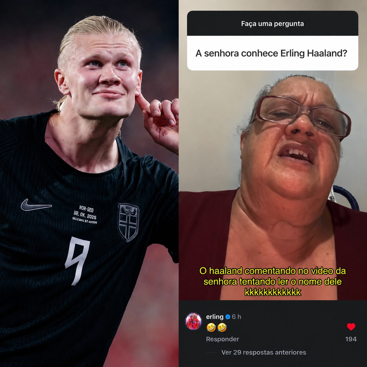 Haaland comenta e ri de brasileira tentando ler o nome dele em vídeo; veja