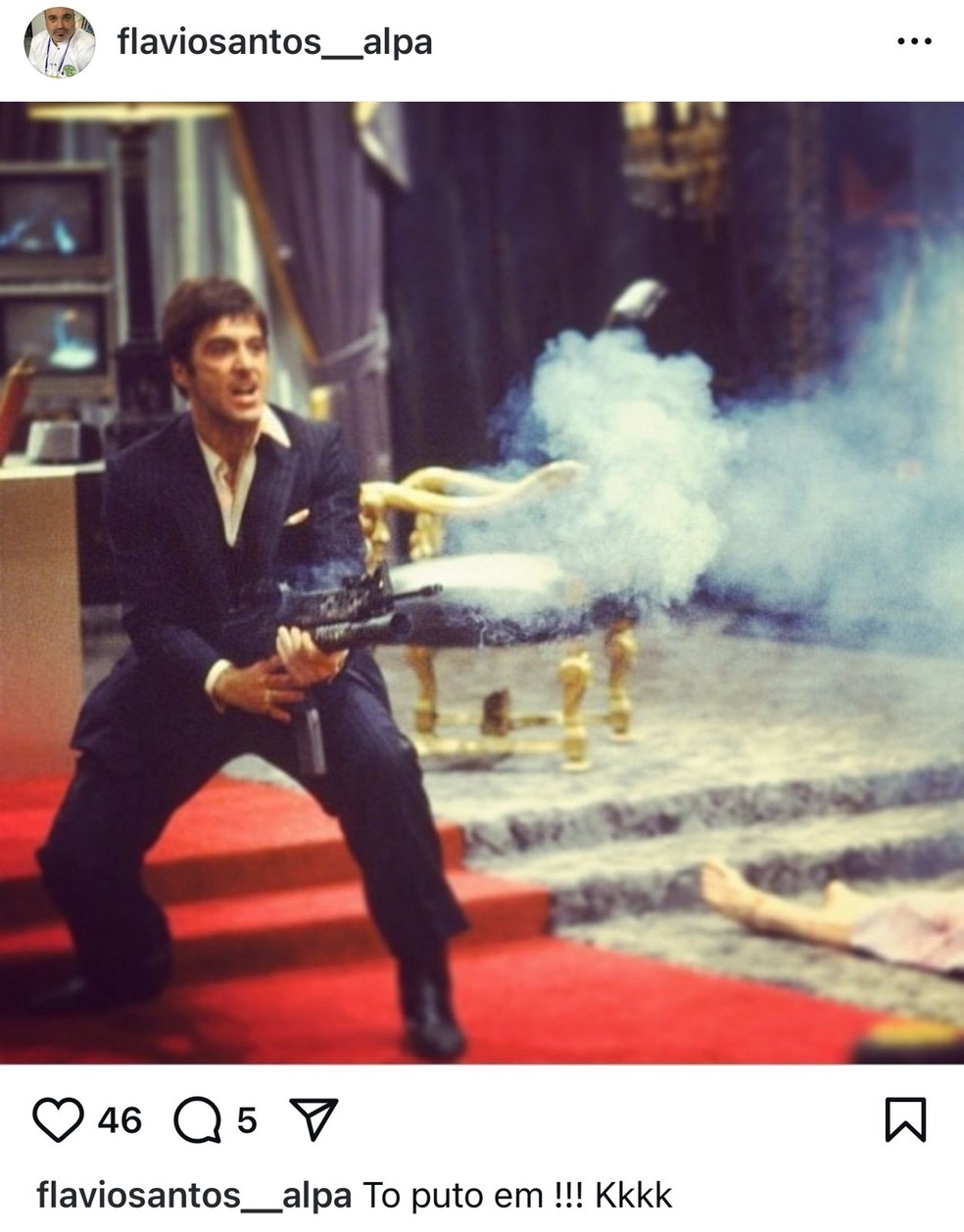 Post de Flavio com a imagem do Scarface — Foto: Reprodução