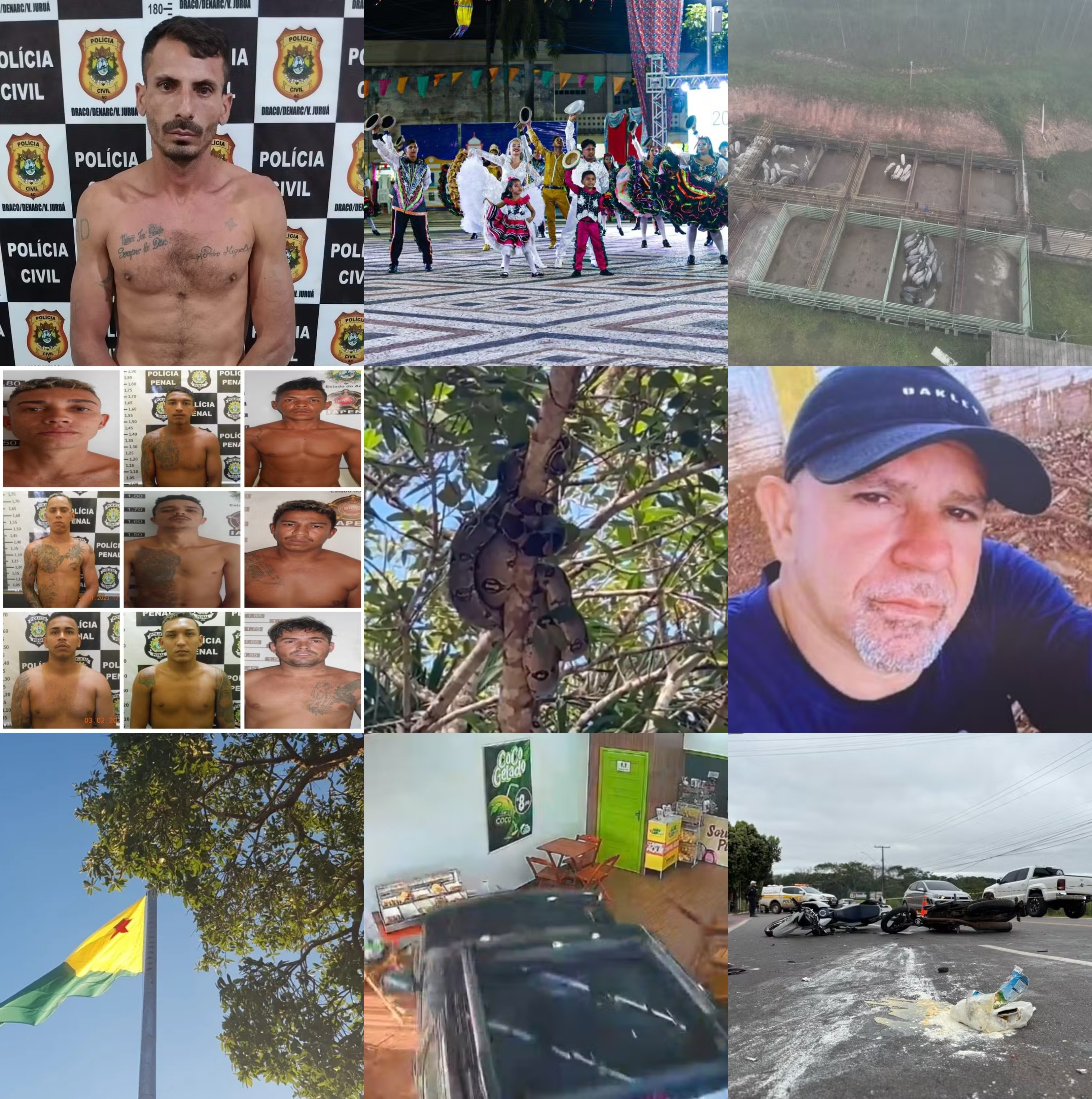 Você viu? Operação Suçuarana, fuga no presídio de Rio Branco, 'cacho' de jiboias, caminhonete invade lanchonete e mais