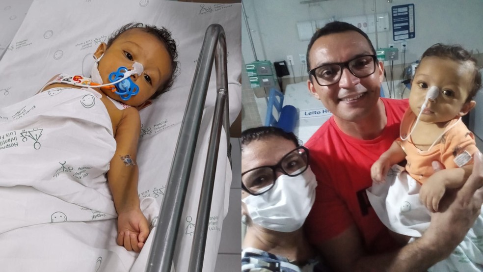 Isaque Araújo da Silva tem nove meses. Os pais, Tiago Oliveira e Yolanda Oliveira, pedem ajuda para realizar transplante. — Foto: Arquivo pessoal