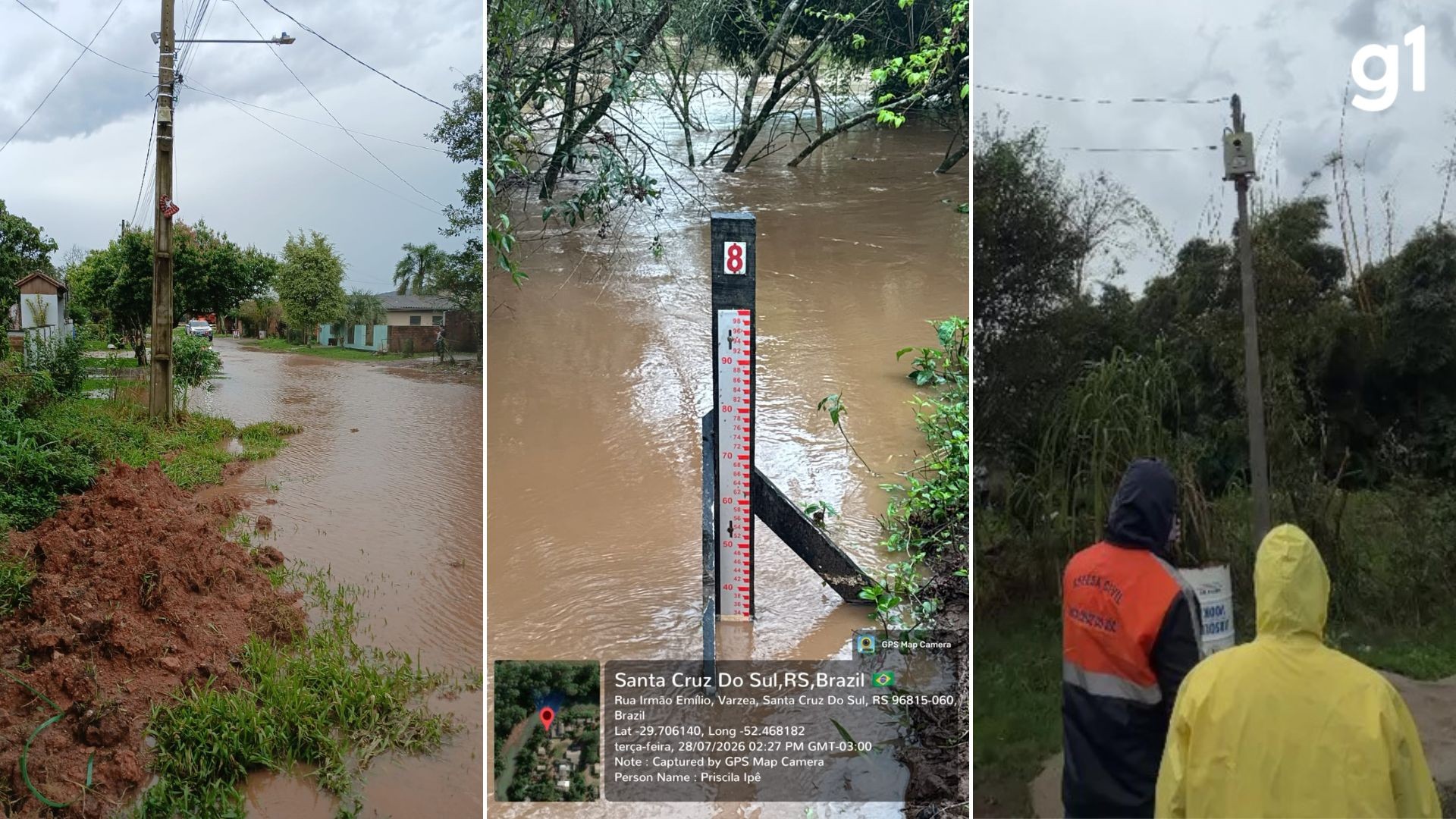 Rio sobe 3 metros em 2 horas, e Defesa Civil evacua bairro no RS