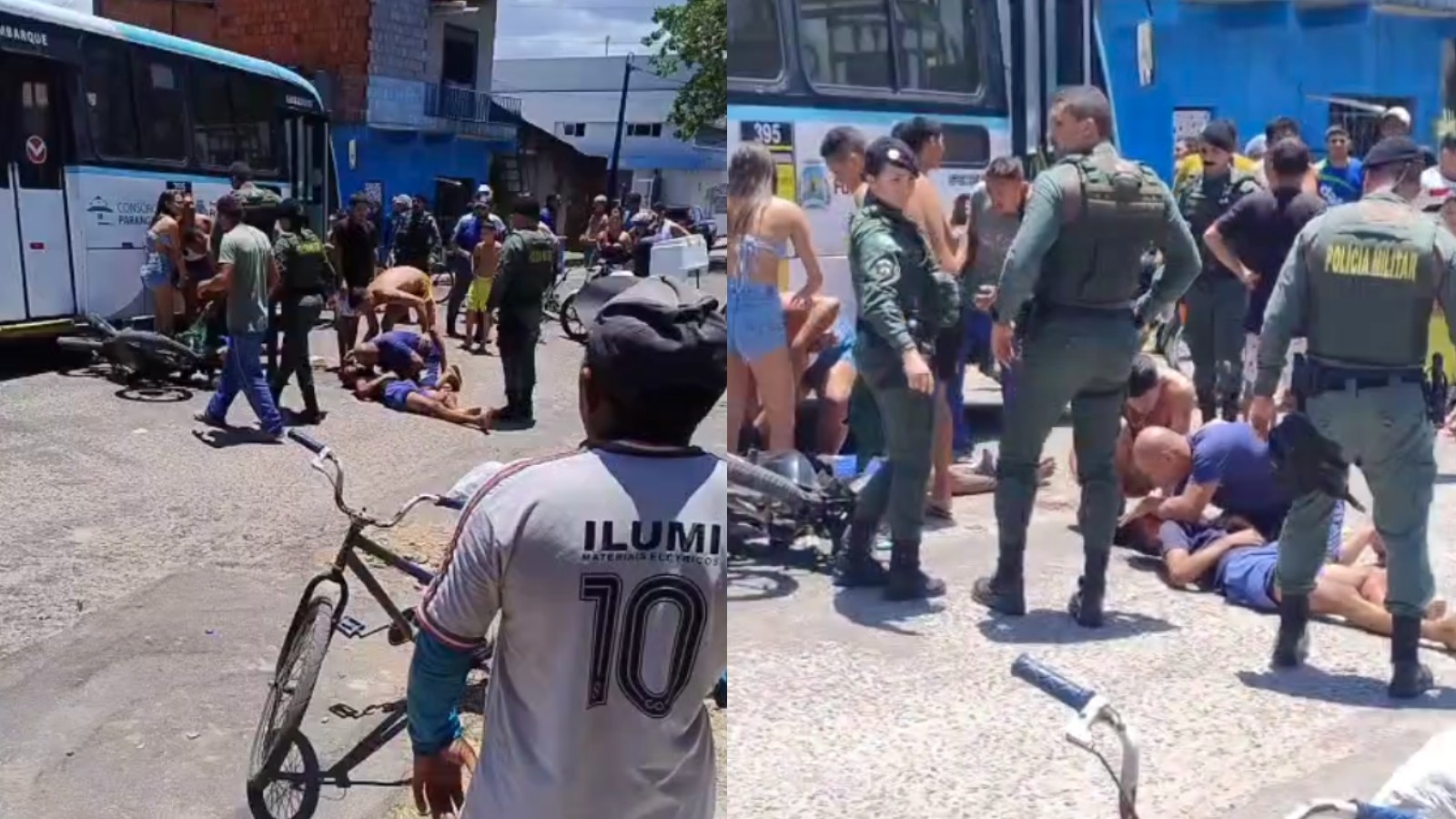 Dupla suspeita de homicídio tenta fugir mas bate moto contra ônibus logo após o crime, em Fortaleza