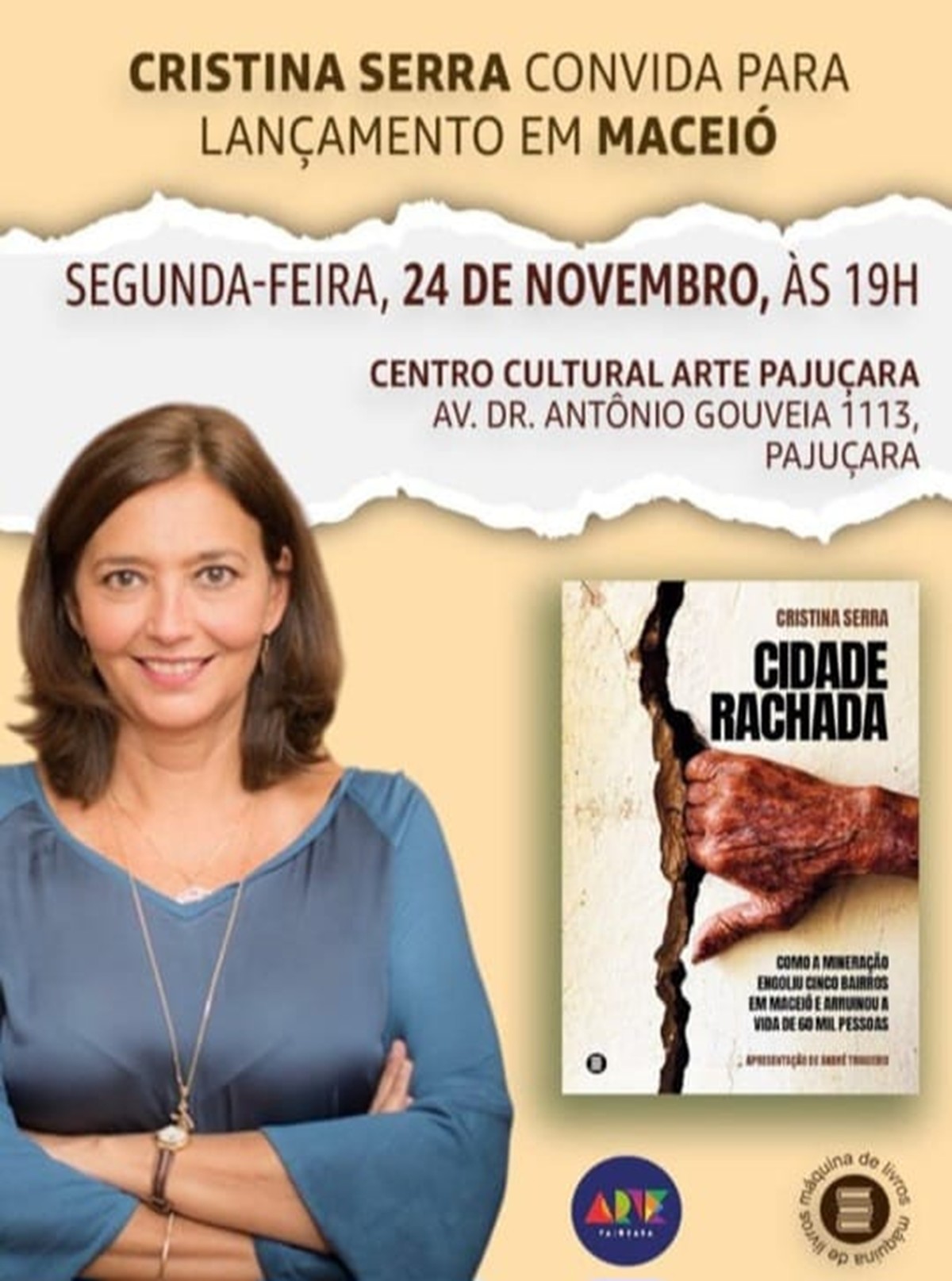 Cristina Serra lança livro sobre desastre da Braskem que afetou 60 mil pessoas em Maceió