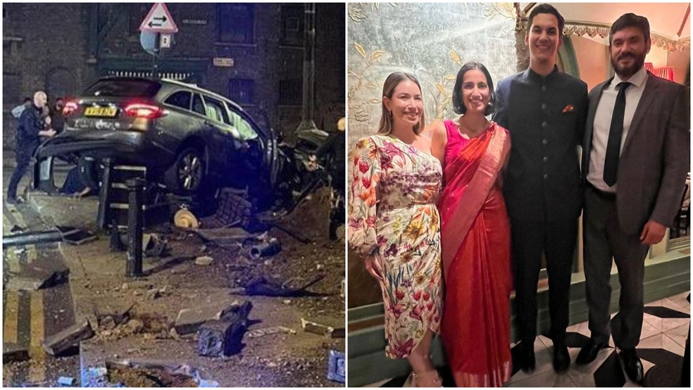 Flávia, Garina, Gabriel e Antonio estavam em uma calçada, em Londres, quando foram atingidos por um carro em alta velocidade — Foto: Tower Hamlets Neighbourhood Watch Association/Arquivo pessoal