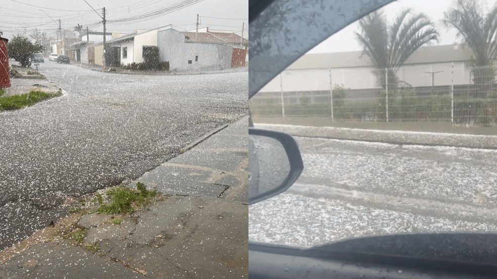 3 de 3
Chuva de granizo em Agudos e Barra Bonita (SP) — Foto: Reprodução