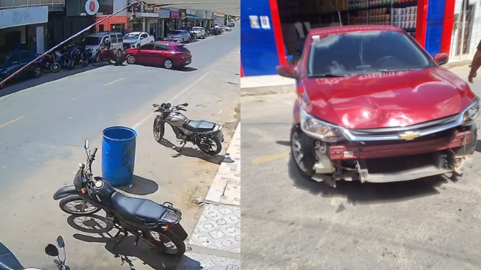 Vídeo: carro derruba motociclista, que atinge outro homem no interior do Ceará