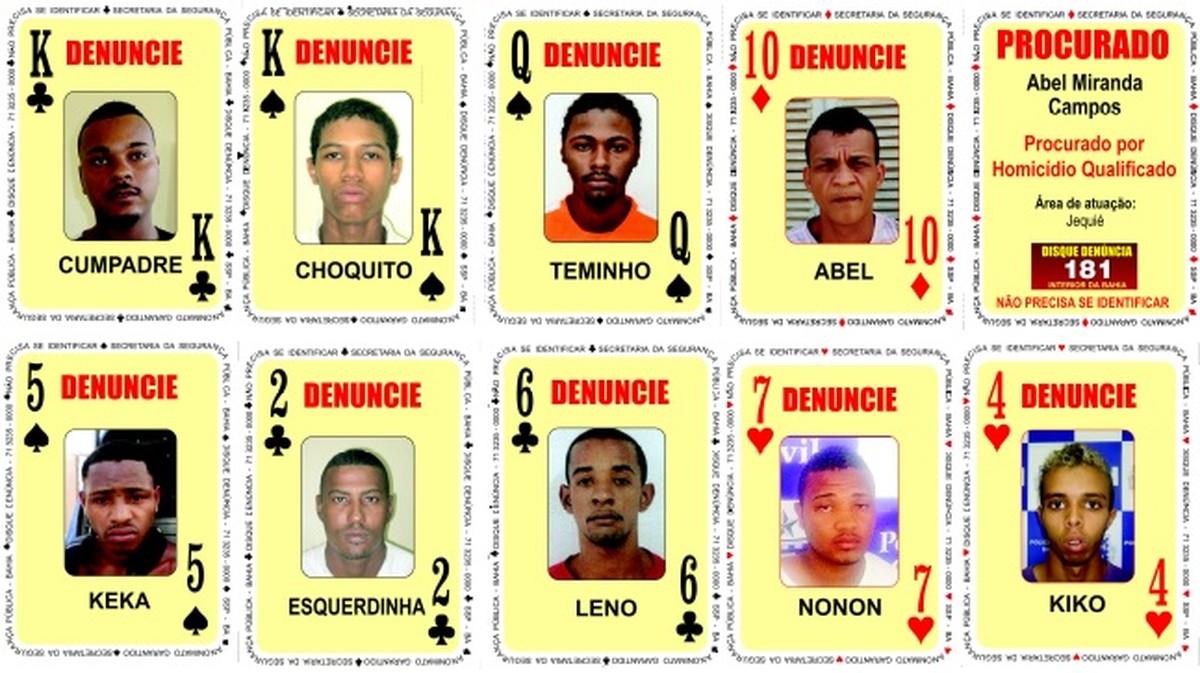 'Baralho do Crime' é atualizado e nove procurados pela polícia na Bahia