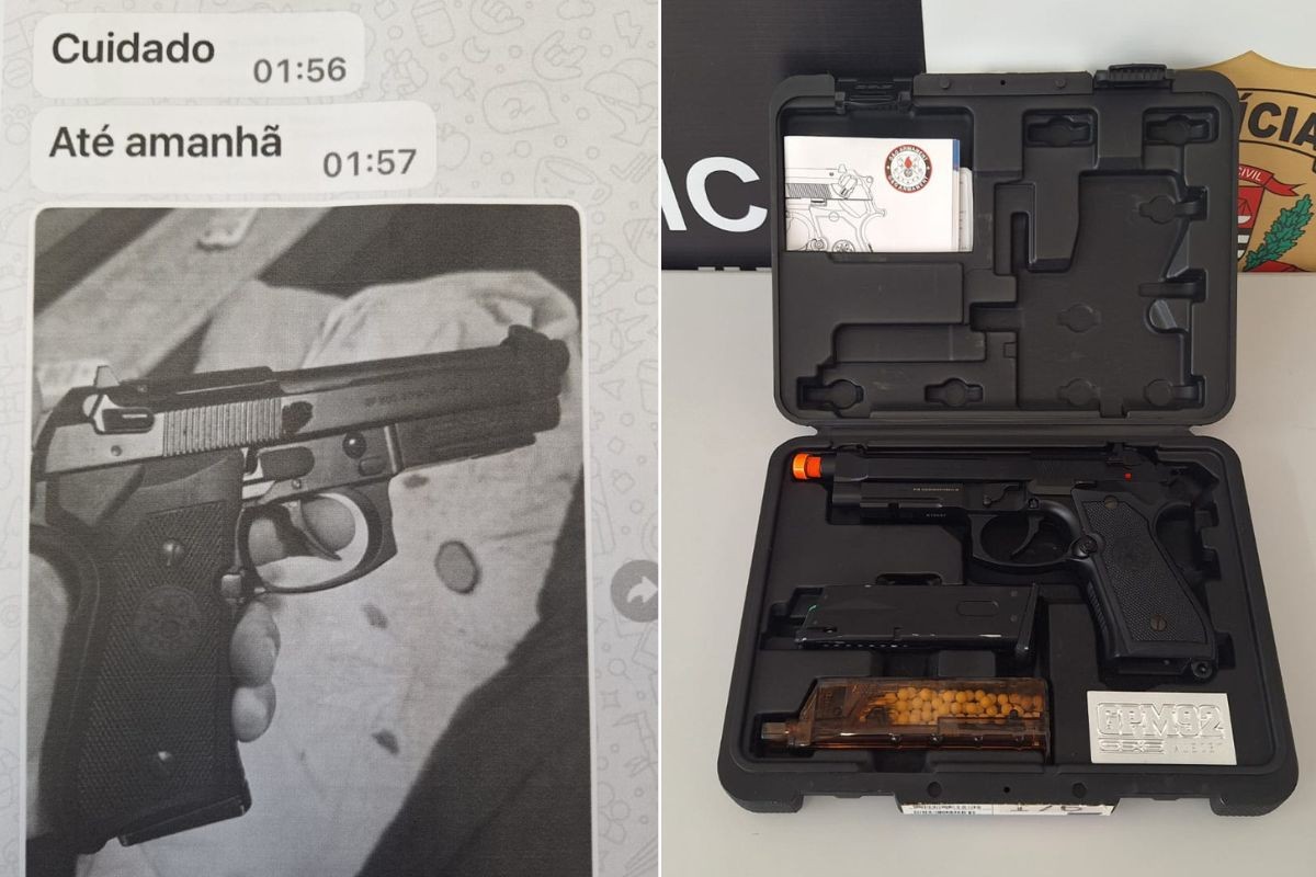 Homem tem arma de airsoft apreendida após ameaçar ex por mensagens: 'Cuidado. Até amanhã'