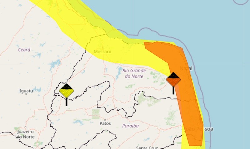 Inmet emite dois alertas de acumulado de chuvas em cidades do RN; veja lista