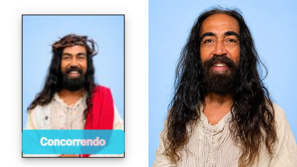 Candidato ‘vestido’ de Jesus Cristo com coroa de espinhos muda foto oficial após determinação do TRE — Foto: Reprodução