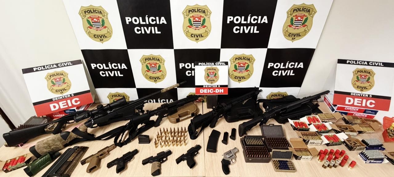 Investigação de assassinato leva polícia a arsenal de grosso calibre e uso restrito no interior de SP